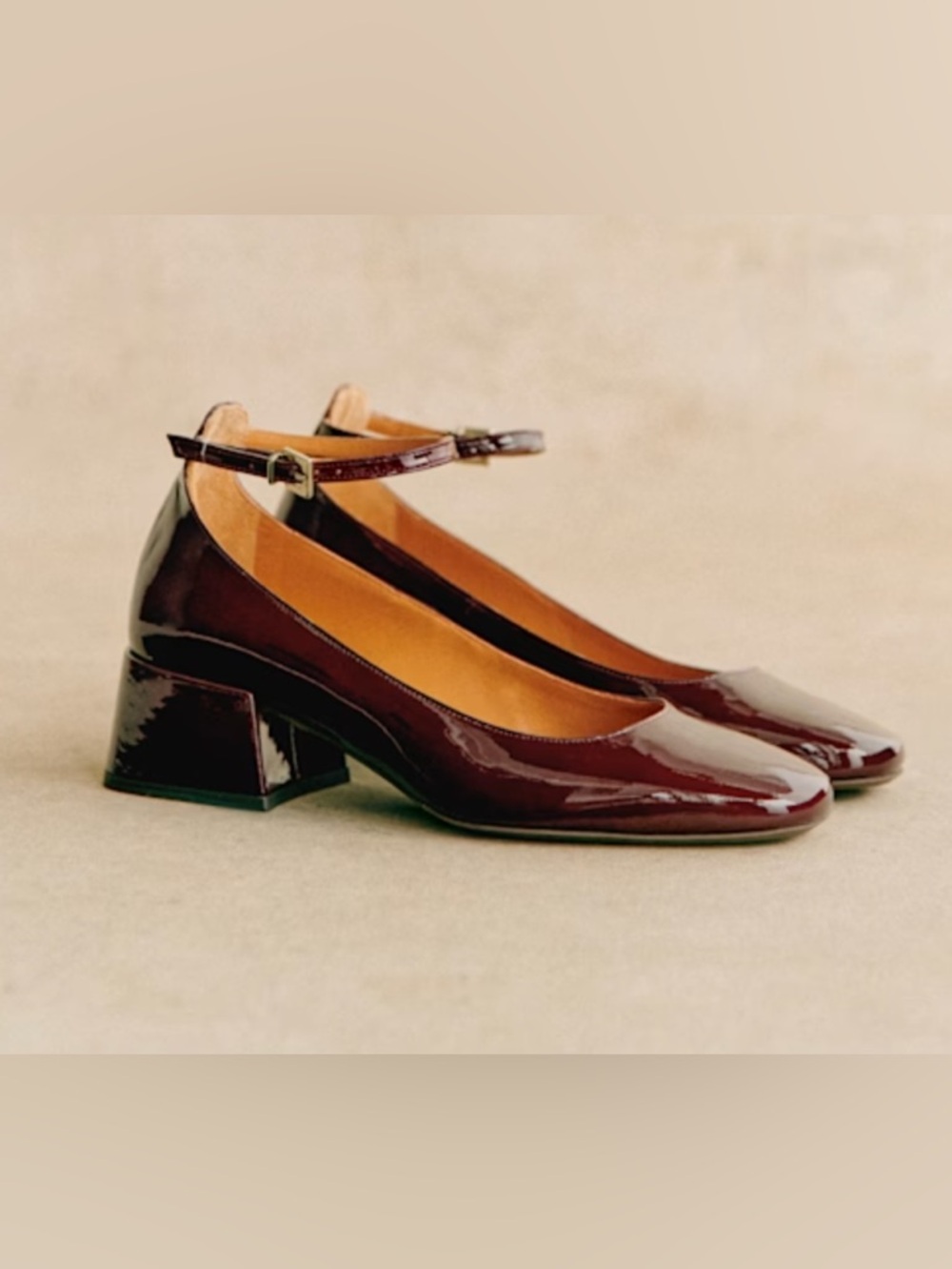 NWT Sezane Melanie Mary Janes US10 Block Heel Pumps in Burgundy - Picture 2 of 6